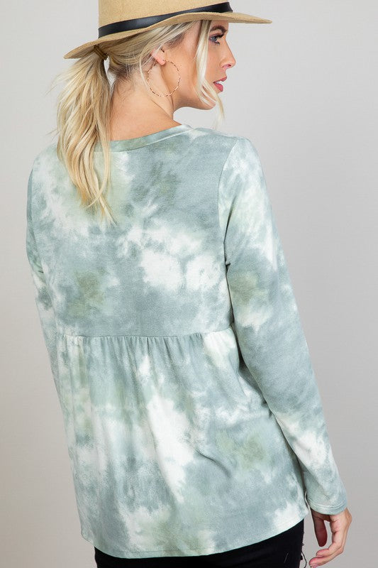 CLOUD TIE DYE CASUAL BABYDOLL TOP