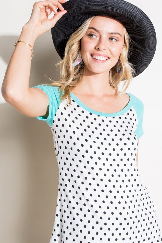 PLUS POLKA DOT MIX BASEBALL TOP