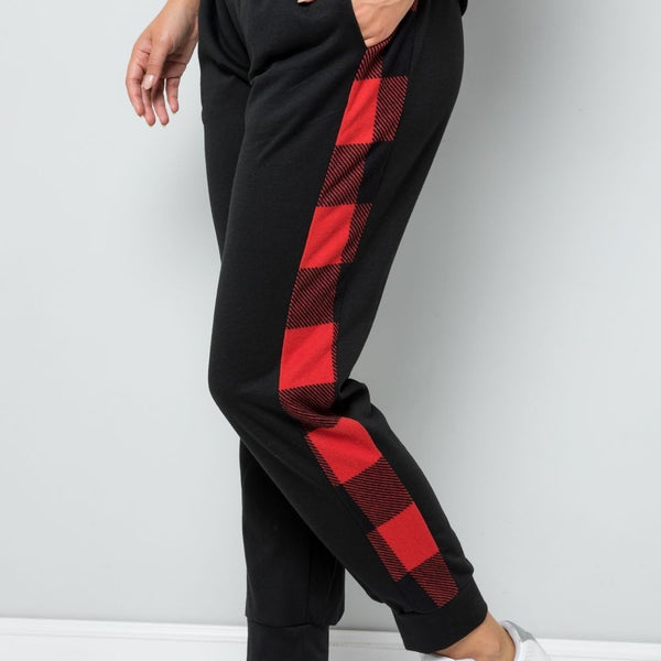 Celeste Design Full Size Plaid Side Print Sweatpants