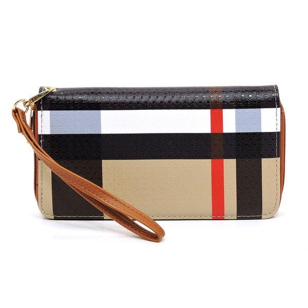 Plaid Check Printed Zip Around Wallet Wristlet - Crazy Like a Daisy Boutique #