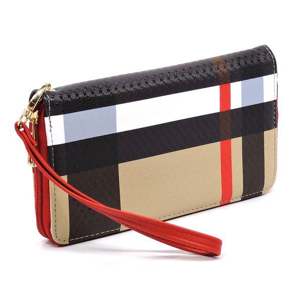 Plaid Check Printed Zip Around Wallet Wristlet - Crazy Like a Daisy Boutique #