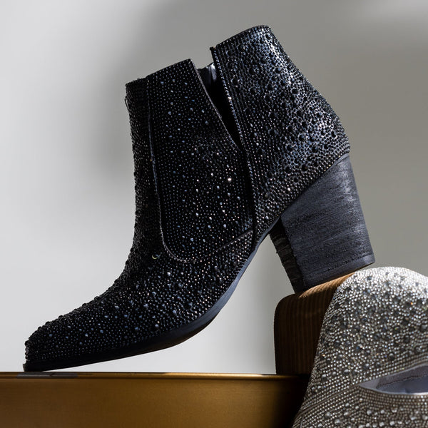 Shine Star Rhinestone Bootie in Black