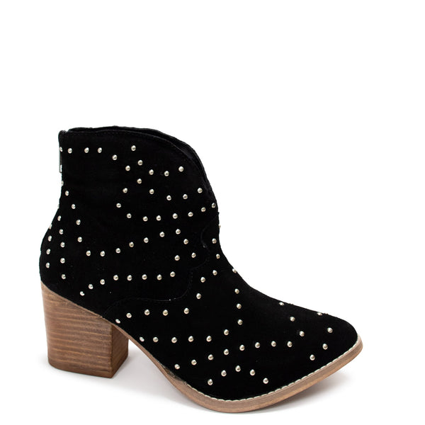 Twilight Studded Heeled Ankle Boot in Black