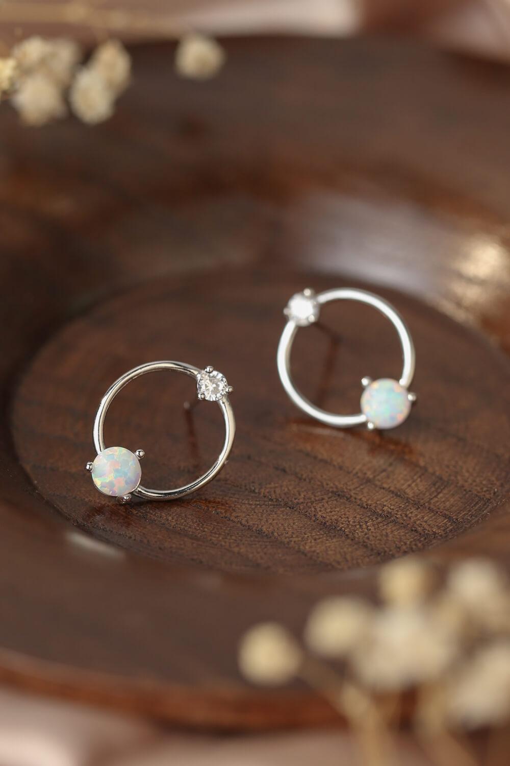 New Beginnings Circle Opal Earrings - Crazy Like a Daisy Boutique #