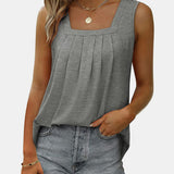 Ruched Square Neck Tank - Crazy Like a Daisy Boutique #