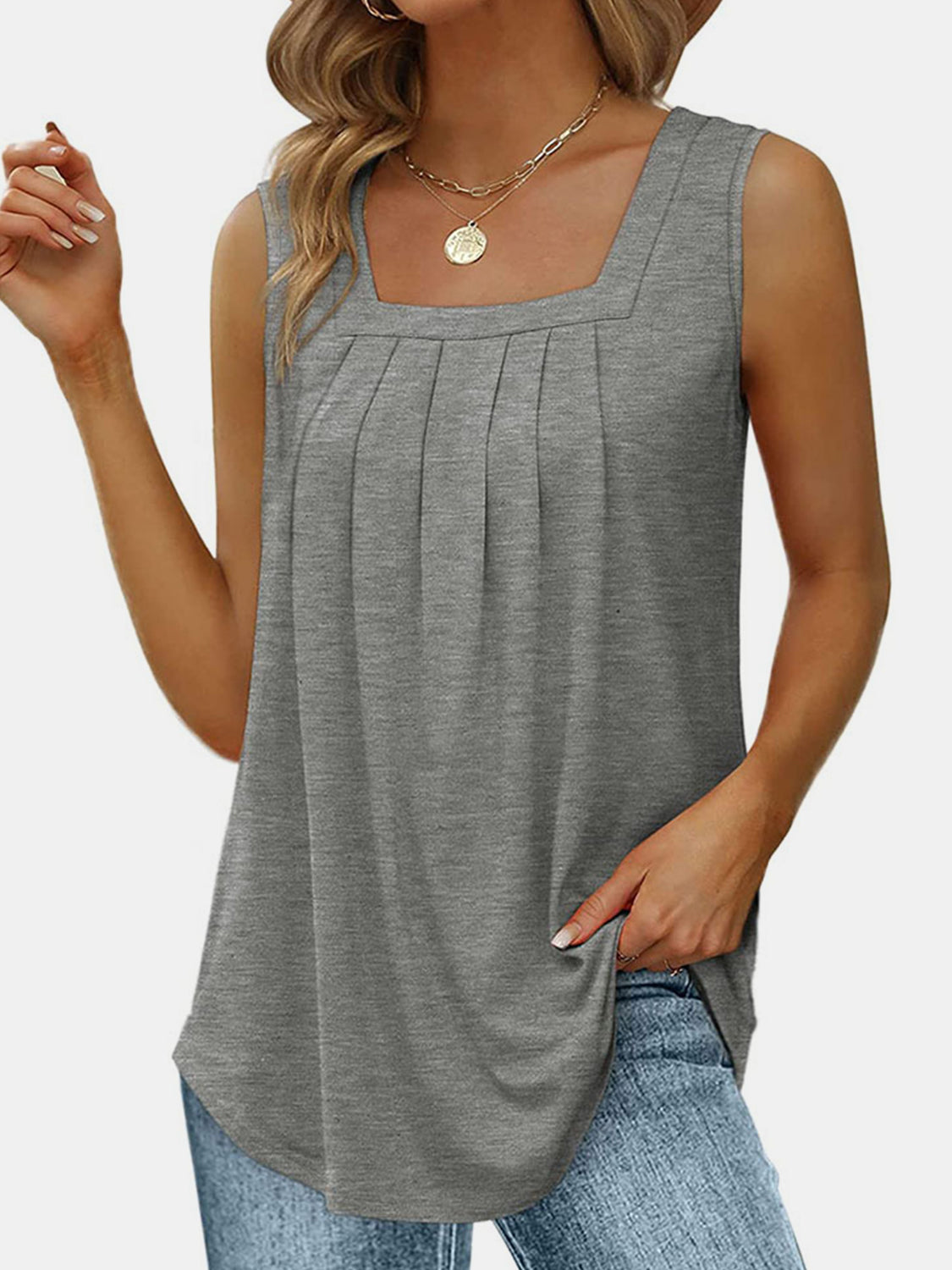 Ruched Square Neck Tank - Crazy Like a Daisy Boutique #