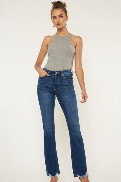 Kancan Cat's Whiskers Raw Hem Flare Jeans - Crazy Like a Daisy Boutique #