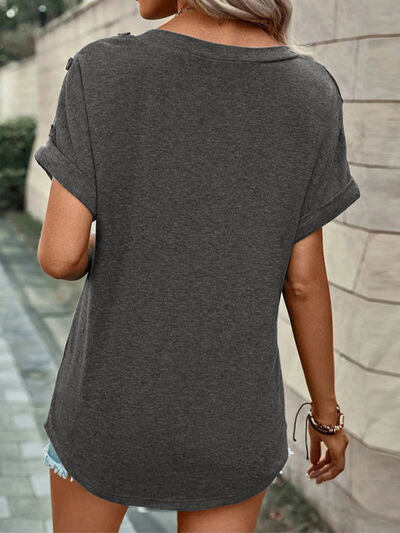 V-Neck Short Sleeve T-Shirt - Crazy Like a Daisy Boutique #