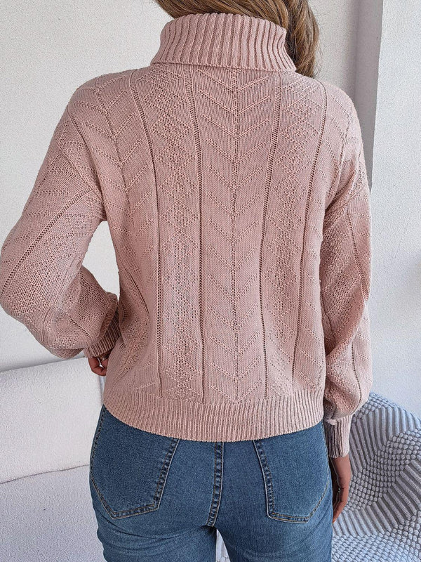 Cable-Knit Turtleneck Sweater - Crazy Like a Daisy Boutique #