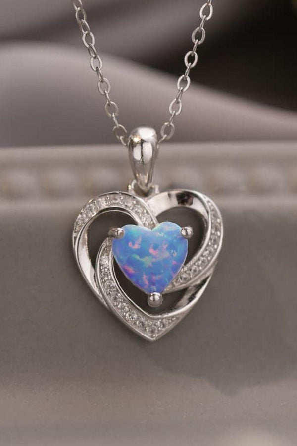 Opal Heart Pendant Necklace - Crazy Like a Daisy Boutique #