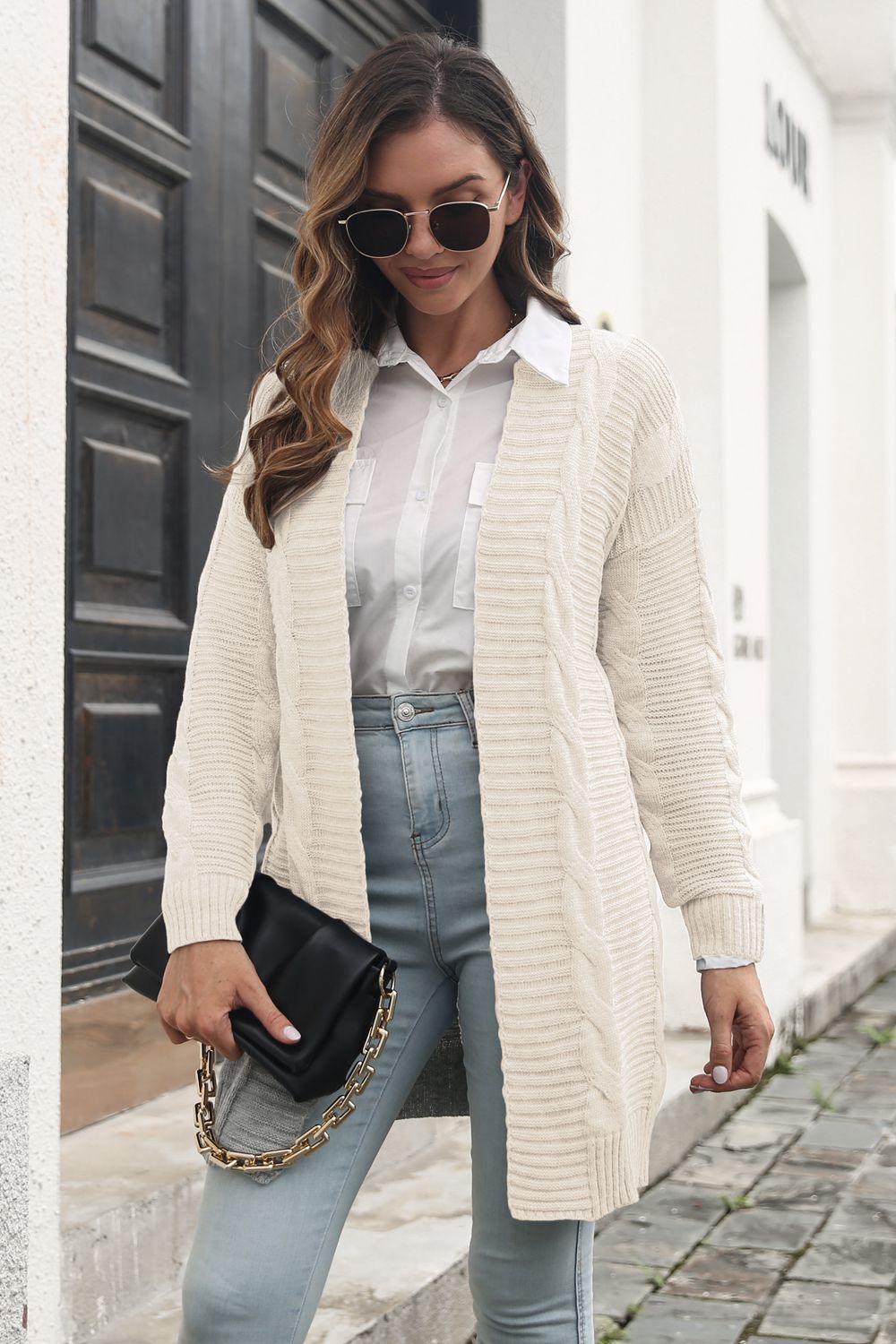 Open Front Cable-Knit Cardigan - Crazy Like a Daisy Boutique #