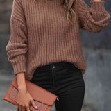 Turtleneck Rib-Knit Sweater - Crazy Like a Daisy Boutique #
