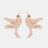 Bird Shape Zinc Alloy Frame Glass Stone Dangle Earrings - Crazy Like a Daisy Boutique #