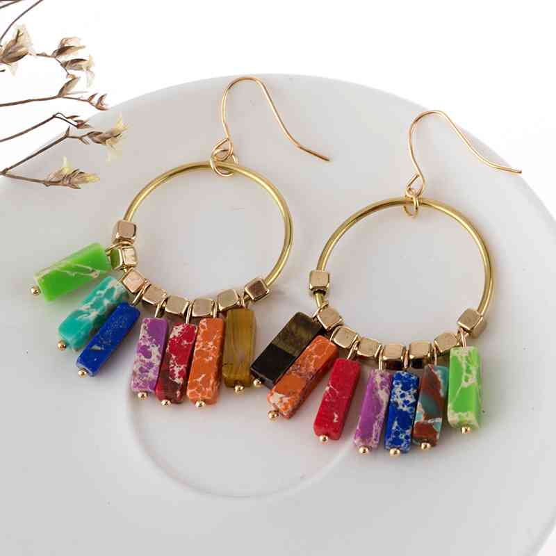 Multicolored Stone Dangle Earrings - Crazy Like a Daisy Boutique #