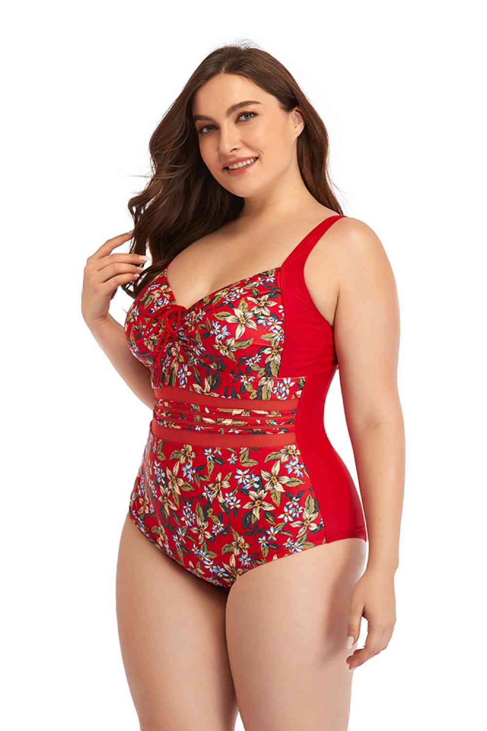 Floral Drawstring Detail One-Piece Swimsuit - Crazy Like a Daisy Boutique #