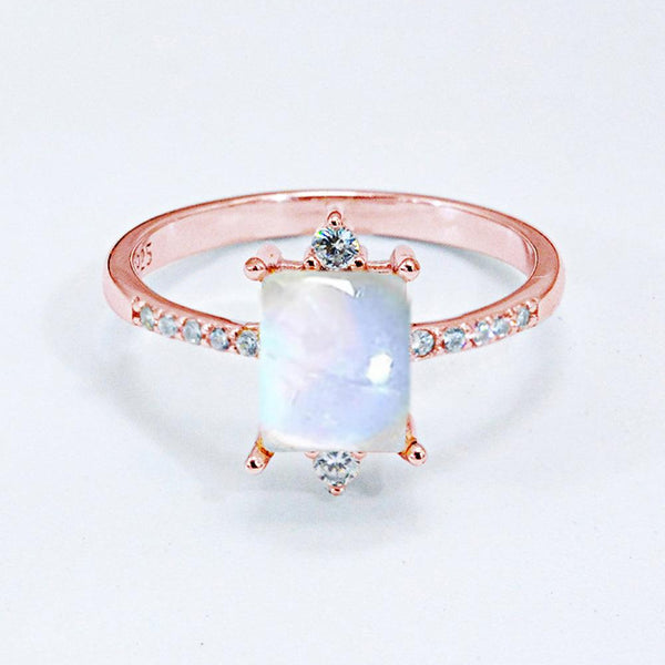 Square Moonstone Ring - 925 Sterling Silver - Crazy Like a Daisy Boutique #