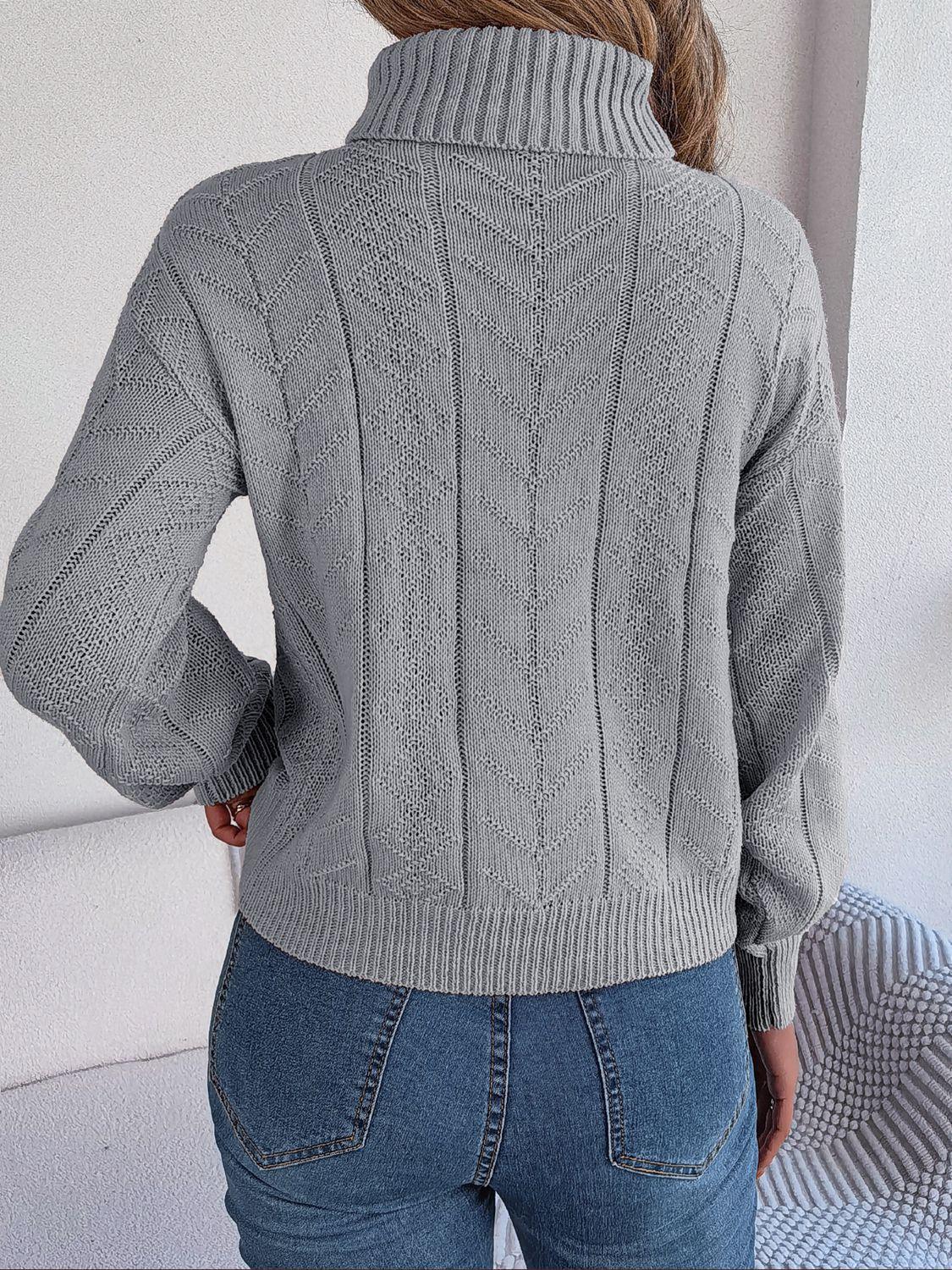 Cable-Knit Turtleneck Sweater - Crazy Like a Daisy Boutique