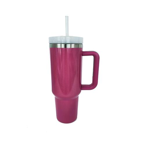 Stainless Steel Tumbler with Handle and Straw - Crazy Like a Daisy Boutique #