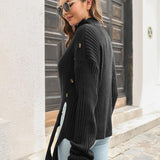 Decorative Button Slit Sweater - Crazy Like a Daisy Boutique #