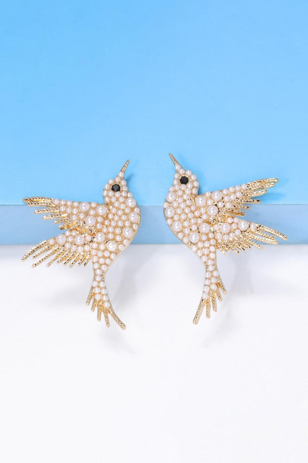 Bird Shape Zinc Alloy Frame Glass Stone Dangle Earrings - Crazy Like a Daisy Boutique