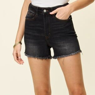 Judy Blue Full Size Tummy Control Fray Hem Shorts - Crazy Like a Daisy Boutique #