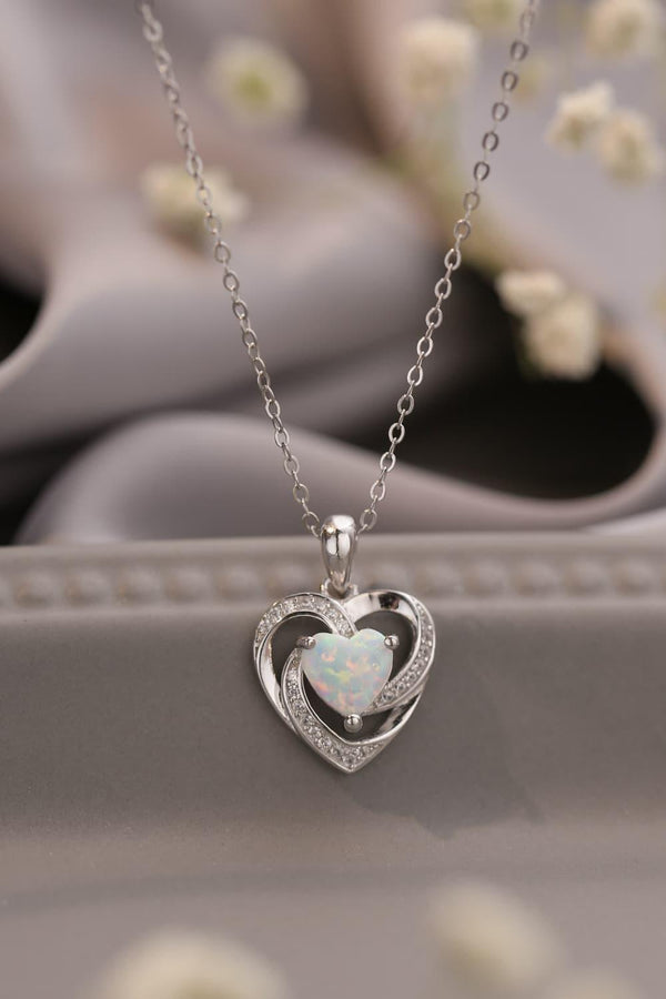 Opal Heart Pendant Necklace - Crazy Like a Daisy Boutique #