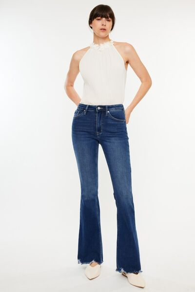 Kancan Cat's Whiskers Raw Hem Flare Jeans - Crazy Like a Daisy Boutique #