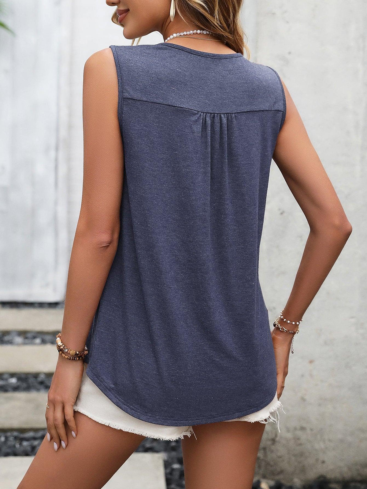 Lace Contrast Scoop Neck Tank - Crazy Like a Daisy Boutique #