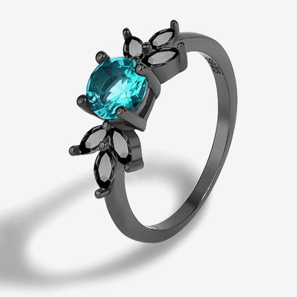 Paraiba Tourmaline and Zircon Leaf Ring - Crazy Like a Daisy Boutique #