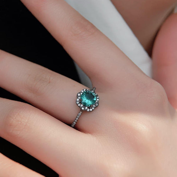 Paraiba Tourmaline Flower Shape Ring - Crazy Like a Daisy Boutique #