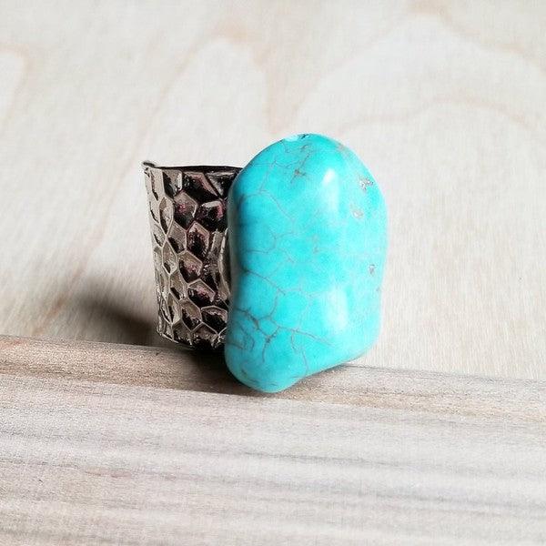 Turquoise Chunk on Cuff Ring - Crazy Like a Daisy Boutique #